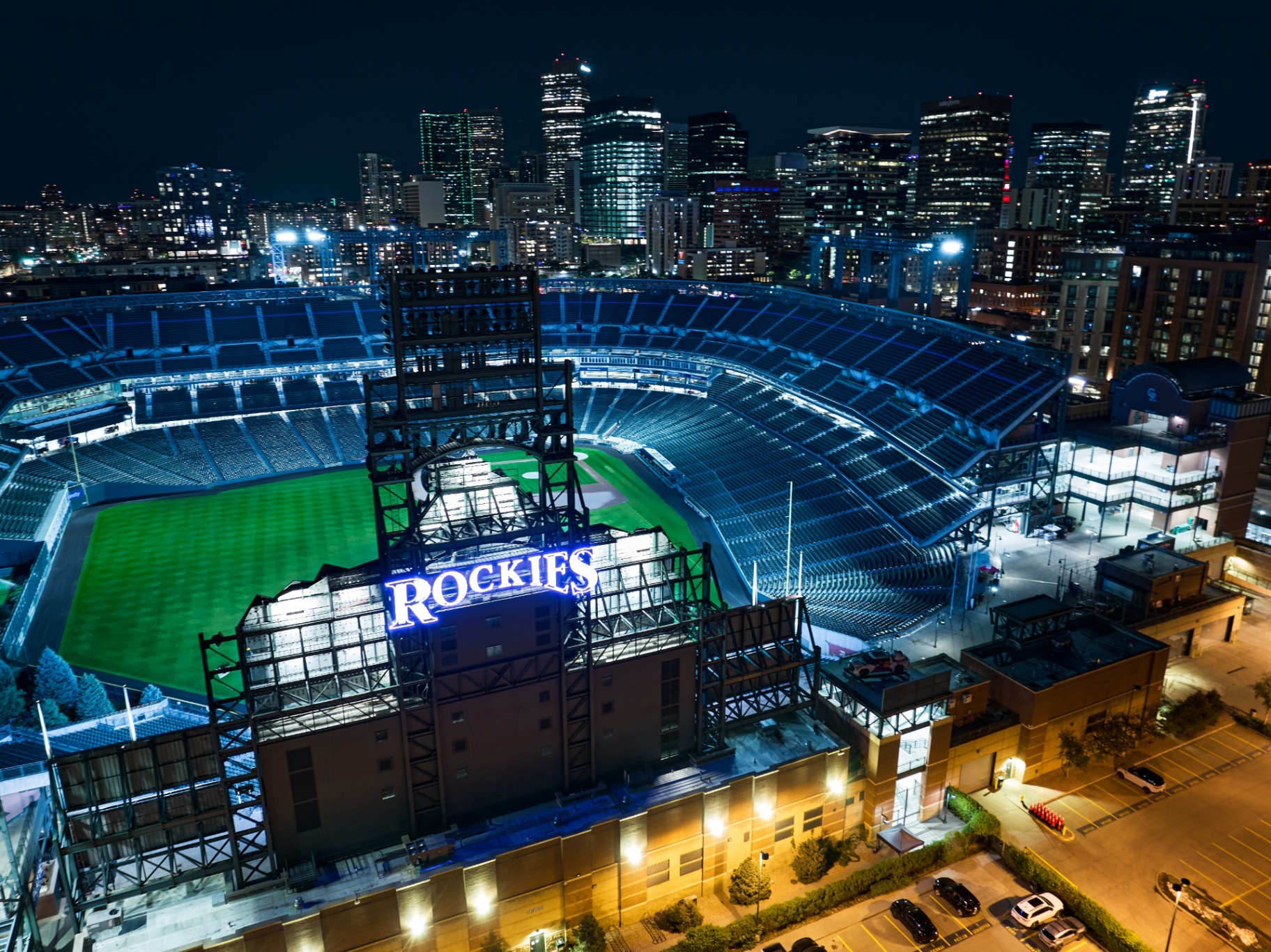Coors Field with Denver skyline